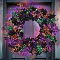 40 LED Light Up Halloween Wreath - 16''