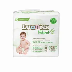 Lunnies Natural Ultra Absorbent Premium Diapers - Size 4 - 280 Count White