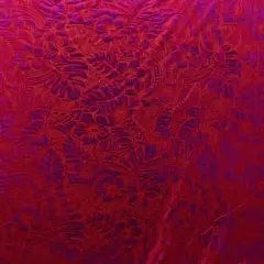 1 Yard Tropical Hibiscus & Plumeria Polyester Fabric, 36in L x 60in W Printed Foil Design Red/Fuchsia