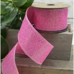 2.5" Sugar Glitter Matrix Ribbon: Pink (10 Yards)