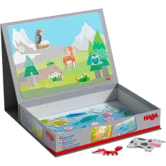HABA Magnetic Puzzle Animals Around the World Habitat Matching Game for Toddlers, Travel-Friendly Learning Toy, Airplane Activity for Kids Multicolor