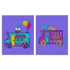 Stupell Industries Vibrant Summer Ice Cream Trucks 2pc Canvas Set, design by Susan Lugar