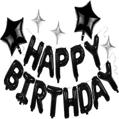 23pcs Birthday Balloons Banner(black)