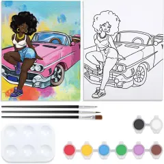 Canvas Painting Kit - 8x10 Inches (Afro Girl with Car)