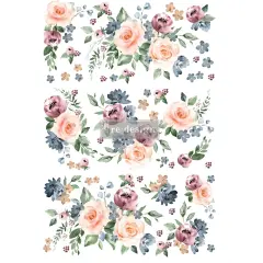 24 Redesign Decor Transfers&reg; - Watercolor Bloom - total sheet size 24inx35in, cut into 3 sheets rub-ons 