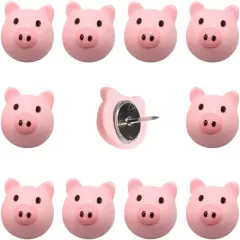 30 pcs Decorative Push Pins Pink Little Pig Resin Handmade Cute Thumbtack Paper Map Marker Picture Memo Note Drawing Pin Decorative Nail Cork Board Office Accessories（Pig）
