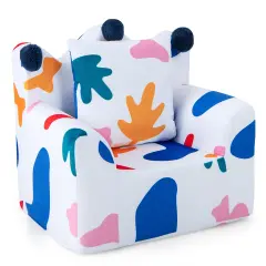 Kids Sofa Chair, Ergonomic Velvet Armchair with Pillow Multicolor