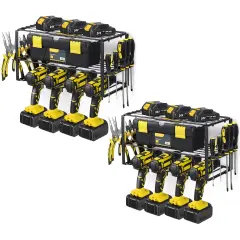 2-Pack Heavy Duty Power Tool Organizer Wall Mount &ndash; 3-Tier Metal Drill Holder Rack for Garage, Workshop, 100 lb Capacity (16.73&rdquo; x 7.87&rdquo; x 7.87&rdquo;)