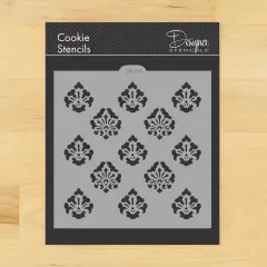 Mini Damask Allover Cookie & Craft Stencil | CM008 by Designer Stencils | Cookie Decorating Tools | Baking Stencils for Royal Icing, Airbrush, Dusting Powder | Craft Stencils for Canvas, Paper, Wood | Reusable Food Grade Stencil
