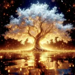 12x12 Inch 5D Full Drill White Gold Tree of Life Diamond Painting