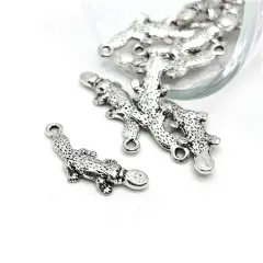 Silver Duck-Billed Platypus Charms, 10x25mm