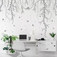 Hanging Willow Branch Wall Stickers - Grey