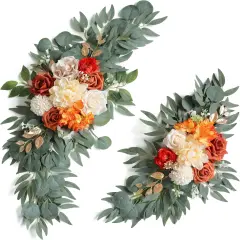 Pack of 2 Wedding Arch Flowers - Burnt Orange & Ivory