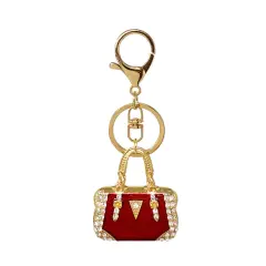 Wrapables Stylish Crystal Rhinestone Handbag Shaped Purse Charm Keychain, Red