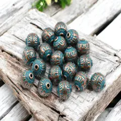 *20* 11x10mm Copper Patina Lantern Round Beads