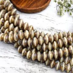 Opaque Beige Picasso Saturn Beads -- Choose Your Size