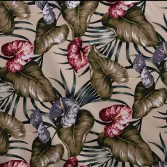 1 Yard Elephant Ear & Palm Leaves Upholstery Fabric 100% Cotton 56-58 Inches Wide