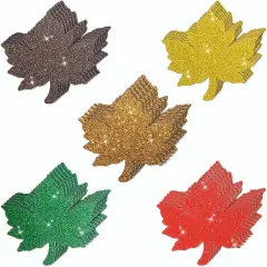 150Pcs Maple Leaves Cutouts Glitter Paper - Mix-color