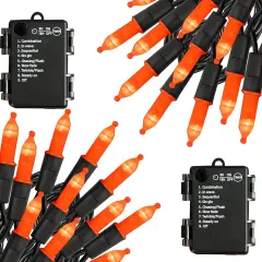 2 Pack 50 LED 16FT Halloween Orange String Lights Outdoor