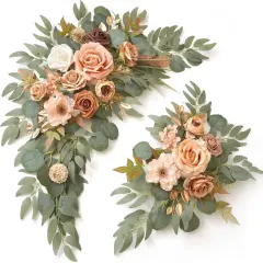 Pack of 2 - Wedding Sign Faux Flower Swag,Ceremony Party Reception Entrance Floral