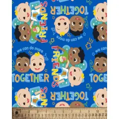 Cocomelon Friends Together Licensed By David Textiles Digital Digital Cotton Print Fabric By the Yard | By the Yard | Sewing and Crafting | 44 inches wide