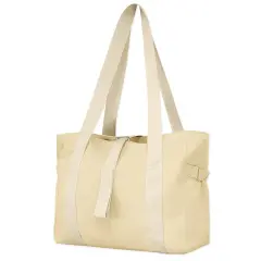 Wrapables Sporty Yoga Tote Bag, Gym, Work, Overnight and Travel Bag, Cream