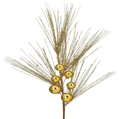26" Gold Glittered Pine/Ball Spray &ndash; Elegant Christmas Decoration