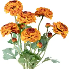 6 pcs Artificial Long Stem Buttercup Flowers (Burnt Orange)