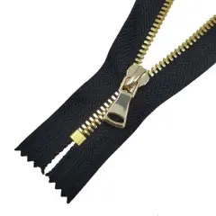 5MM Closed Bottom Zipper Black Tape Brass Teeth 7 Inche