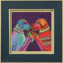 Laurel Burch Counted Cross Stitch Kit 5"X5"-Heartfelt Dogs