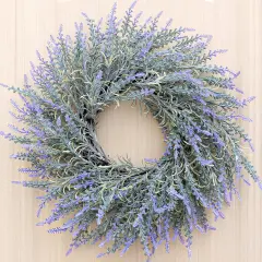 22'' Lavender Wreath for Front Door, Artificial Purple Spring Wreaths
