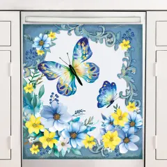 Collections Etc Blue Butterfly and Floral Dishwasher Magnet