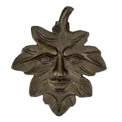 Bronze Finish Cast Iron Leaf Face Door Knocker - Artistic Entry Decor