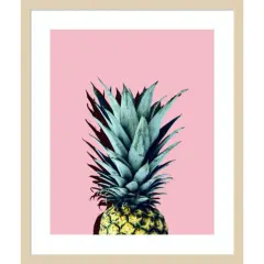 Pineapple art 1 by Vitor Costa Wood Framed Wall Art Print