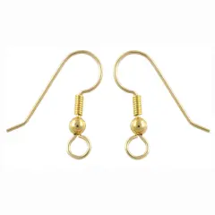 JewelrySupply Gold Filled Fish Hook Ear Wire w/Bead & Spring (1-Pair)