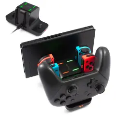 Controller Charging Dock for Nintendo Switch & OLED, 6-in-1 Charger for Joycon Pro Controller and Console Station Accessories with Type C Charging Cable