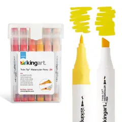 KINGART&reg; Twin-Tip&reg; Watercolor Pens 24 Colors