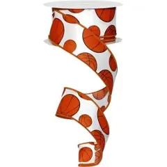 1.5" Basketball Ribbon: Orange & Black (10 Yards)