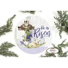 He Is Risen Easter Lamb Sign