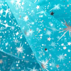 1 Yard Star Bursts Sheer Organza Fabric, 58/60" Wide 100% Polyester for Wedding, Crafts & Decorations Turquoise