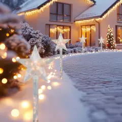 Northlight Lighted Star Christmas Outdoor Pathway Markers - 26" - Set of 4 Clear