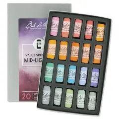Richeson Soft Handrolled Pastels - Mid Lights 1, Set of 20