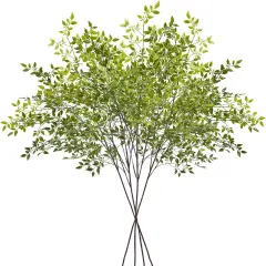 4Pcs Artificial Greenery Stems, 43.3" Fake Nandina Stems Plants Faux Leaf Twig Branches for Indoor Desk Office Shop Home Table Vase Spring Decor