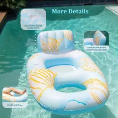 Blue Inflatable Lounge Float for Swimming Pool Comfort