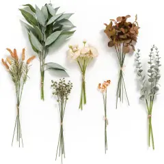 33pcs Artificial Greenery Stems - Amber & Green