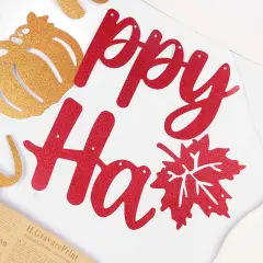 Happy Fall Banner Glitter (Orange Red)