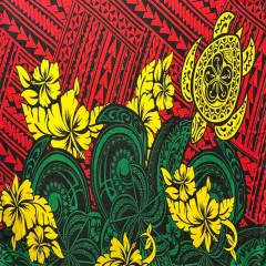 Multicolor Polynesian Tattoo Polyester Sarong 72" L x 45" W Red