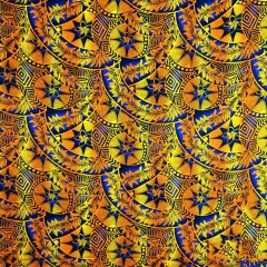 1 Yard Plumeria Star Design Rayon Fabric 36" x 44" Length x Width GOLD / NAVY