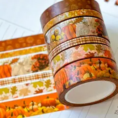 Fall Farm Leaves Pumpkins Foliage Washi Tape Set September 2024 - W115