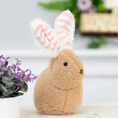 Northlight Plush Rabbit with Striped Ears Easter Figurine - 9" Brown